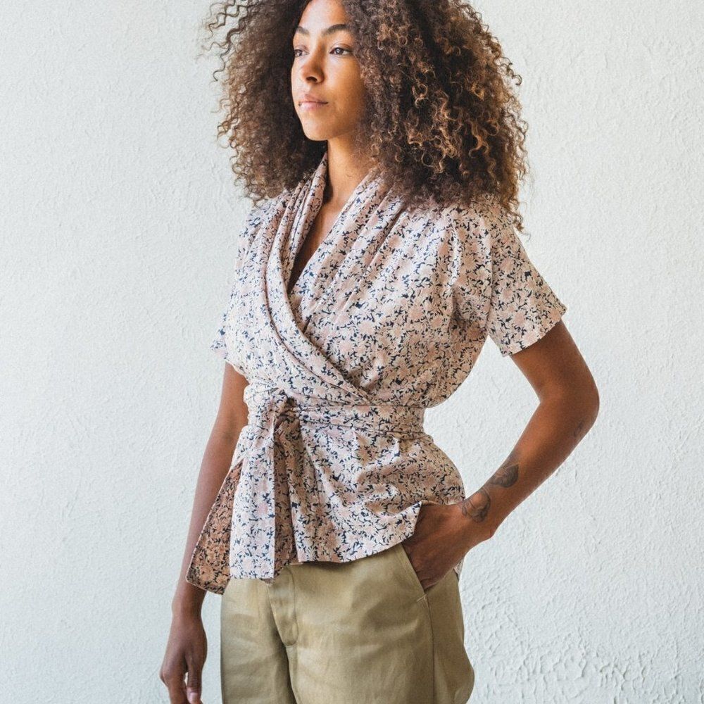 Caron Callahan Julien Floral Wrap Top